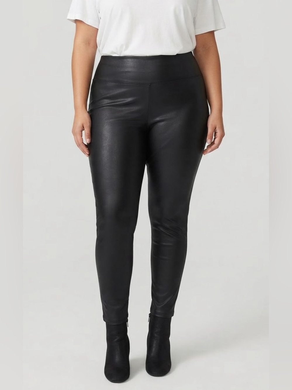 JOE FRESH Black Faux Leather Stretch Leggings 1X